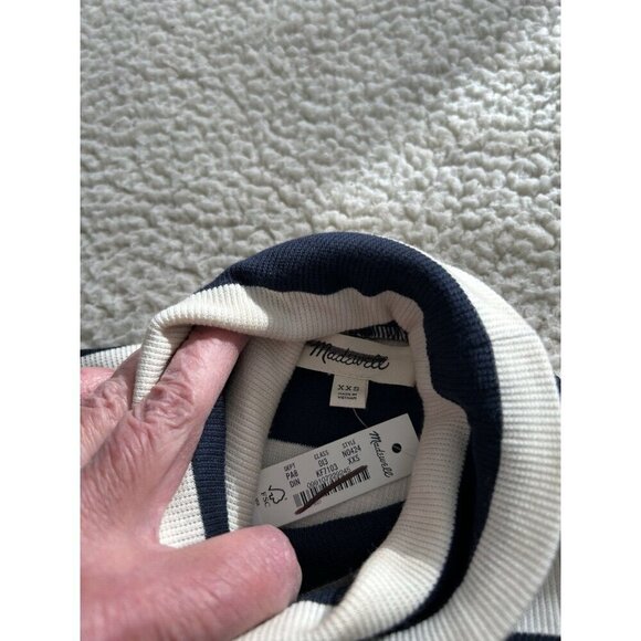 Madewell Crop Turtleneck Sweater Stripe Nautical Classic Navy/Cream Sz XXS - Picture 13 of 15